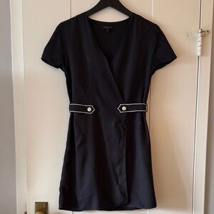 rag & bone Navy Short Wrap Dress with White Trim